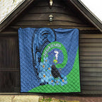New Zealand Chatham Islands Quilt Wharekauri Forget Me Not With Black Robin