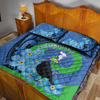 New Zealand Chatham Islands Quilt Bed Set Wharekauri Forget Me Not With Black Robin