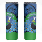 New Zealand Chatham Islands Skinny Tumbler Wharekauri Forget Me Not With Black Robin
