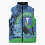 New Zealand Chatham Islands Sleeveless Puffer Jacket Wharekauri Forget Me Not With Black Robin - Aussie Hoodie