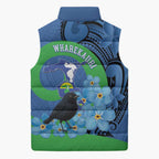 New Zealand Chatham Islands Sleeveless Puffer Jacket Wharekauri Forget Me Not With Black Robin - Aussie Hoodie
