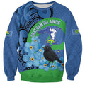 New Zealand Chatham Islands Sweatshirt Wharekauri Forget Me Not With Black Robin