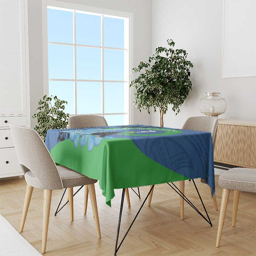 New Zealand Chatham Islands Tablecloth Wharekauri Forget Me Not With Black Robin