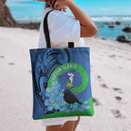 New Zealand Chatham Islands Tote Bag Wharekauri Forget Me Not With Black Robin - Aussie Hoodie