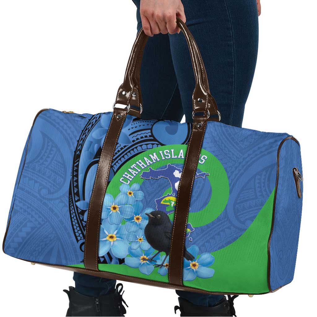 New Zealand Chatham Islands Travel Bag Wharekauri Forget Me Not With Black Robin - Aussie Hoodie