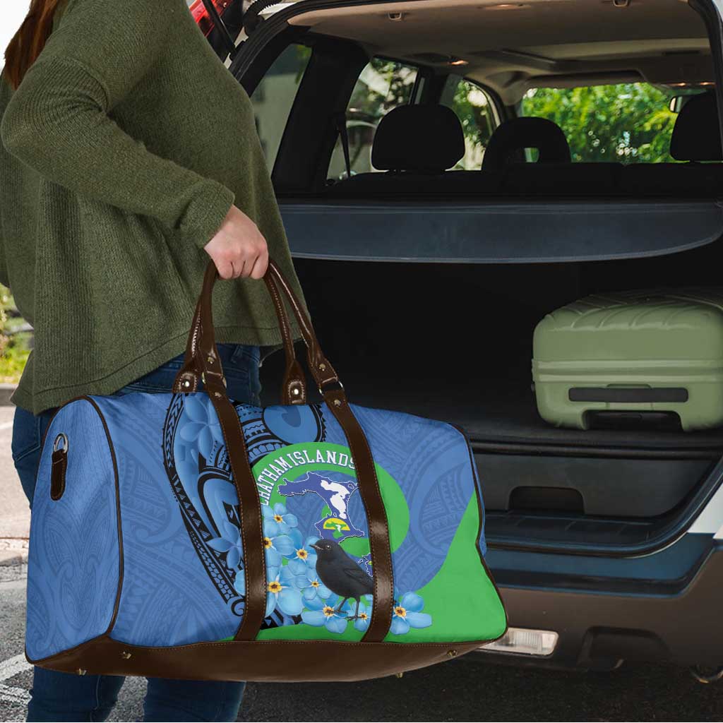 New Zealand Chatham Islands Travel Bag Wharekauri Forget Me Not With Black Robin - Aussie Hoodie