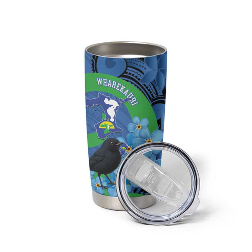 New Zealand Chatham Islands Tumbler Cup Wharekauri Forget Me Not With Black Robin