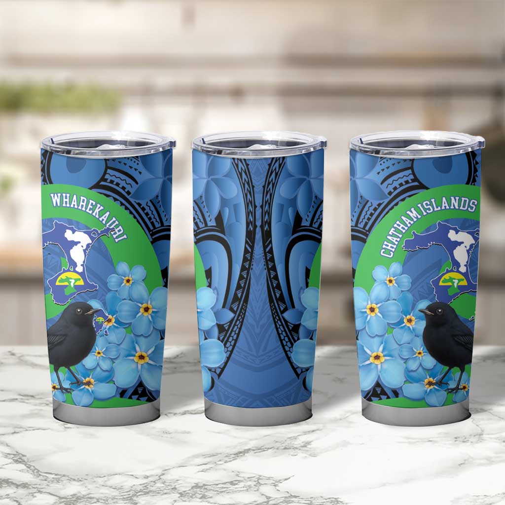 New Zealand Chatham Islands Tumbler Cup Wharekauri Forget Me Not With Black Robin