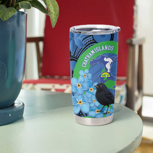 New Zealand Chatham Islands Tumbler Cup Wharekauri Forget Me Not With Black Robin