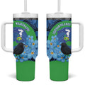 New Zealand Chatham Islands Tumbler With Handle Wharekauri Forget Me Not With Black Robin