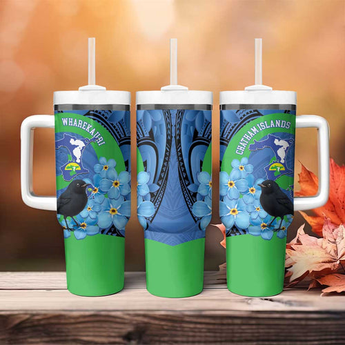New Zealand Chatham Islands Tumbler With Handle Wharekauri Forget Me Not With Black Robin