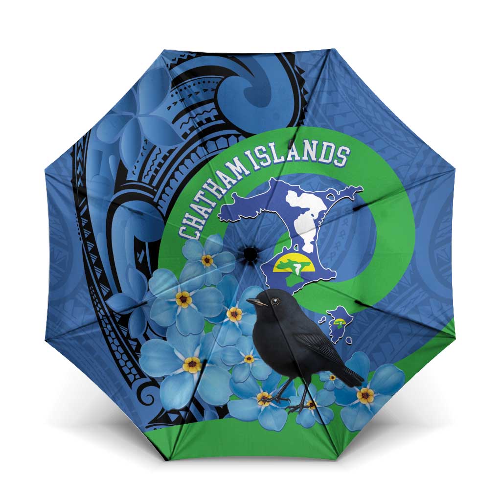 New Zealand Chatham Islands Umbrella Wharekauri Forget Me Not With Black Robin - Aussie Hoodie
