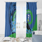 New Zealand Chatham Islands Window Curtain Wharekauri Forget Me Not With Black Robin