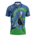 New Zealand Chatham Islands Zipper Polo Shirt Wharekauri Forget Me Not With Black Robin - Aussie Hoodie