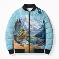 New Zealand South Island Bomber Puffer Jacket Te Waipounamu Aoraki Kea Bird - Aussie Hoodie
