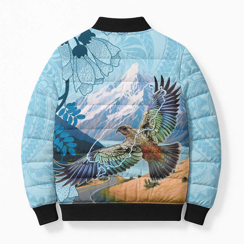 New Zealand South Island Bomber Puffer Jacket Te Waipounamu Aoraki Kea Bird - Aussie Hoodie