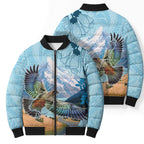 New Zealand South Island Bomber Puffer Jacket Te Waipounamu Aoraki Kea Bird - Aussie Hoodie