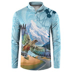 New Zealand South Island Button Sweatshirt Te Waipounamu Aoraki Kea Bird
