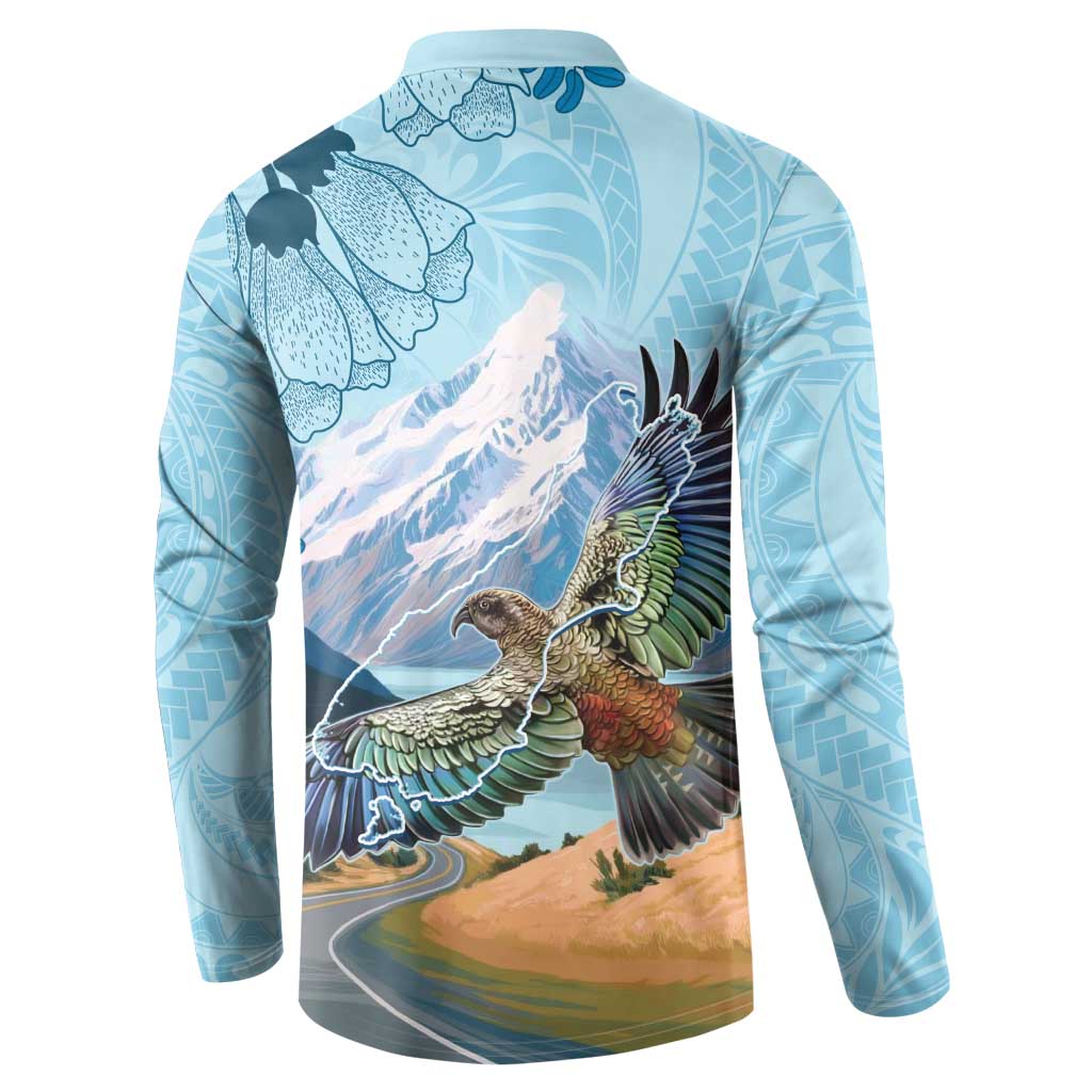 New Zealand South Island Button Sweatshirt Te Waipounamu Aoraki Kea Bird