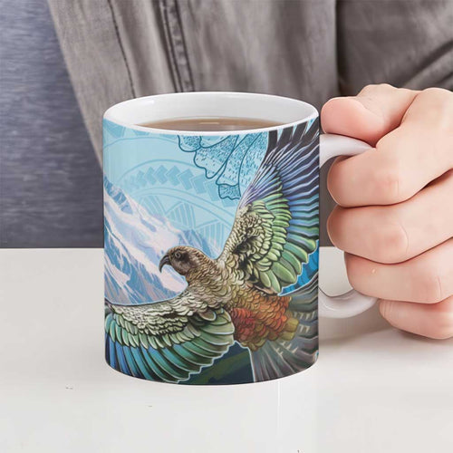 New Zealand South Island Ceramic Mug Te Waipounamu Aoraki Kea Bird - Aussie Hoodie