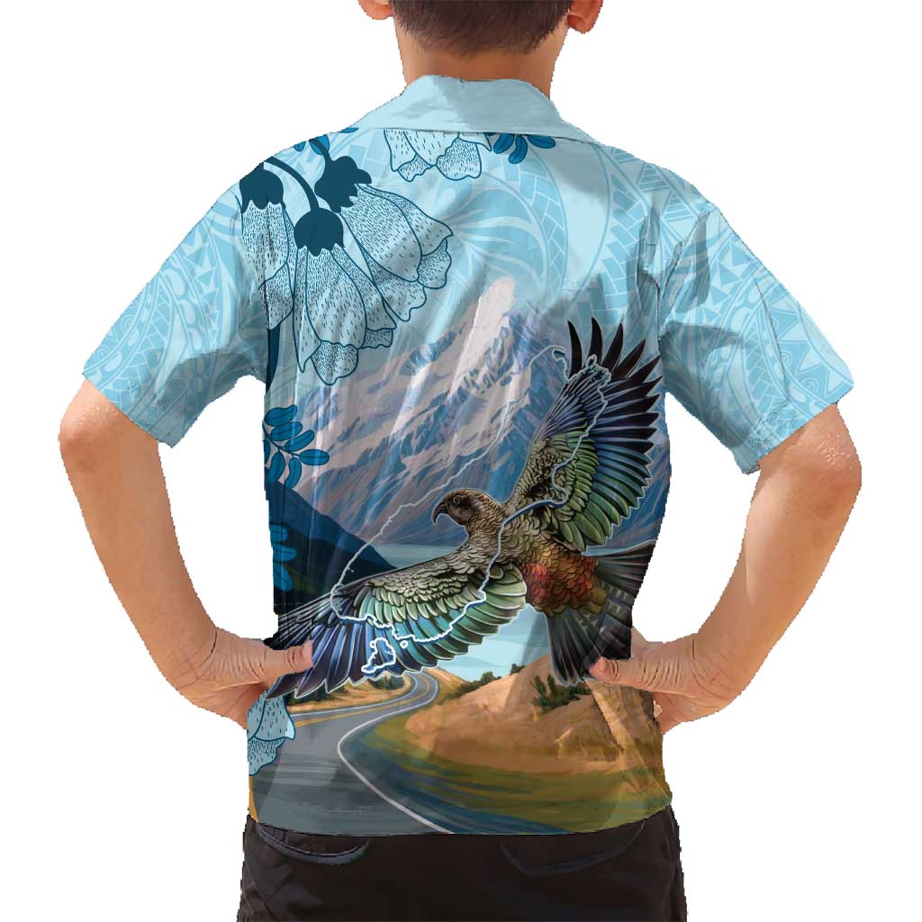 New Zealand South Island Family Matching Off Shoulder Maxi Dress and Hawaiian Shirt Te Waipounamu Aoraki Kea Bird