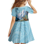 New Zealand South Island Family Matching Off Shoulder Maxi Dress and Hawaiian Shirt Te Waipounamu Aoraki Kea Bird