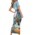 New Zealand South Island Family Matching Short Sleeve Bodycon Dress and Hawaiian Shirt Te Waipounamu Aoraki Kea Bird