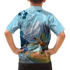 New Zealand South Island Family Matching Summer Maxi Dress and Hawaiian Shirt Te Waipounamu Aoraki Kea Bird