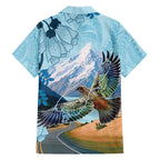New Zealand South Island Family Matching Tank Maxi Dress and Hawaiian Shirt Te Waipounamu Aoraki Kea Bird