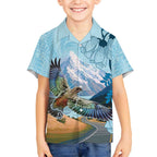 New Zealand South Island Kid Hawaiian Shirt Te Waipounamu Aoraki Kea Bird