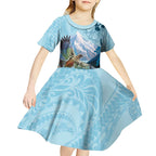 New Zealand South Island Kid Short Sleeve Dress Te Waipounamu Aoraki Kea Bird