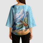 New Zealand South Island Kimono Sleeve Blouse Te Waipounamu Aoraki Kea Bird - Aussie Hoodie