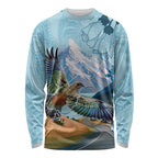 New Zealand South Island Long Sleeve Shirt Te Waipounamu Aoraki Kea Bird