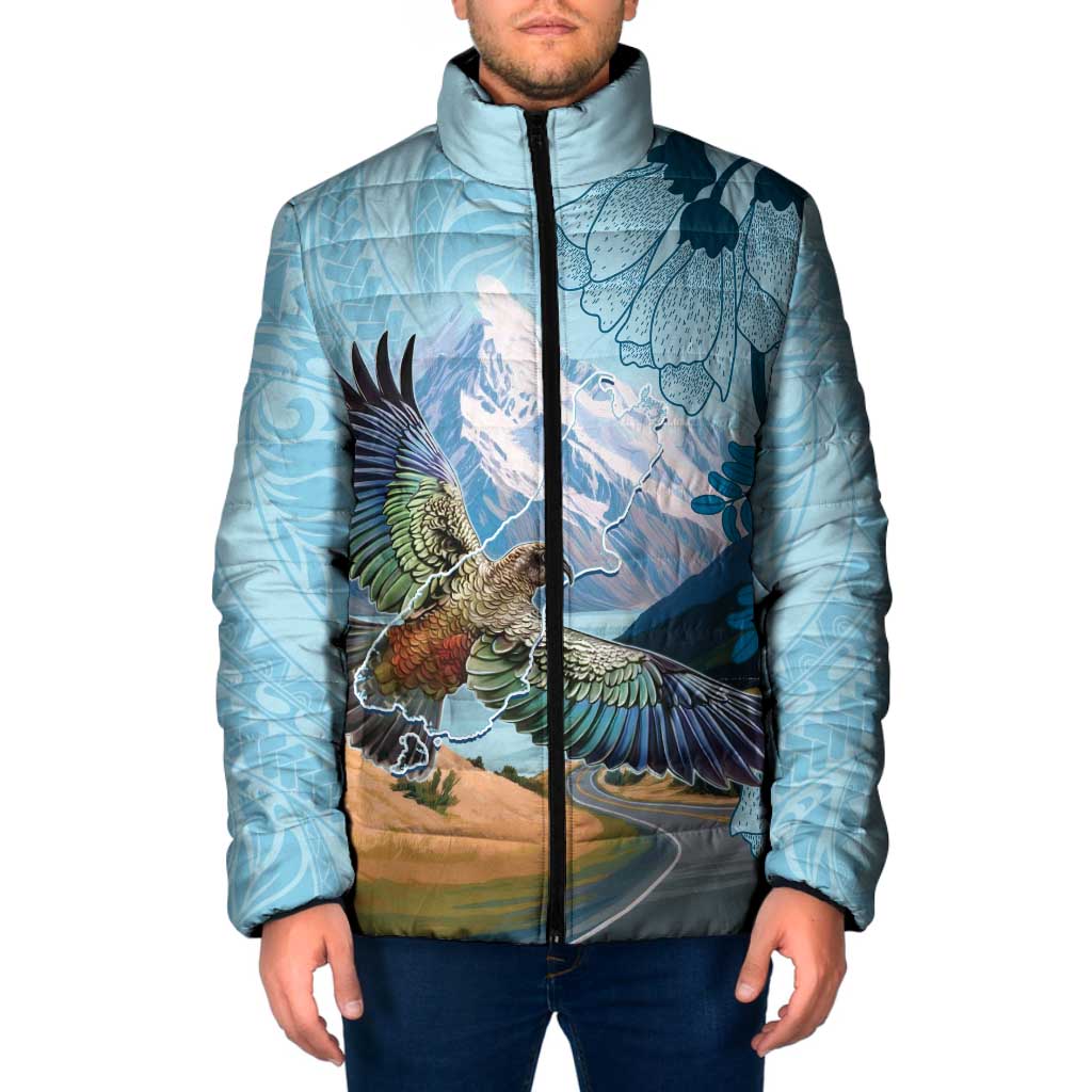 New Zealand South Island Padded Jacket Te Waipounamu Aoraki Kea Bird - Aussie Hoodie