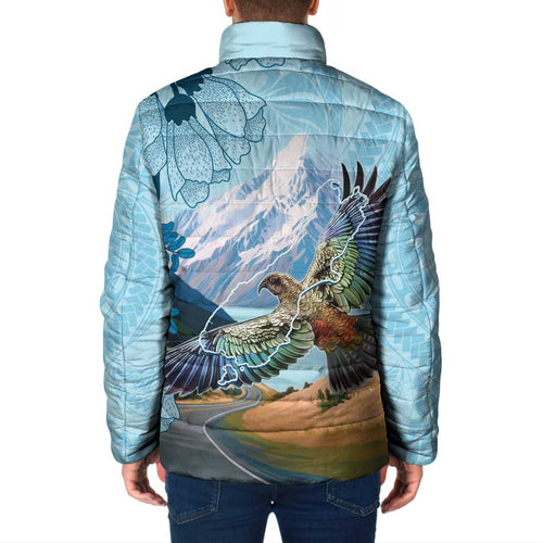 New Zealand South Island Padded Jacket Te Waipounamu Aoraki Kea Bird - Aussie Hoodie