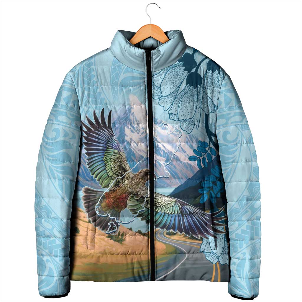 New Zealand South Island Padded Jacket Te Waipounamu Aoraki Kea Bird - Aussie Hoodie