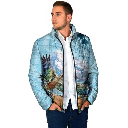 New Zealand South Island Padded Jacket Te Waipounamu Aoraki Kea Bird - Aussie Hoodie