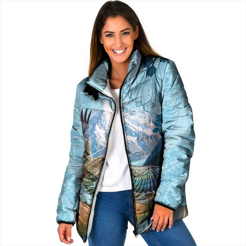 New Zealand South Island Padded Jacket Te Waipounamu Aoraki Kea Bird - Aussie Hoodie