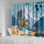 New Zealand South Island Shower Curtain Te Waipounamu Aoraki Kea Bird