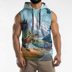 New Zealand South Island Sleeveless Hoodie Te Waipounamu Aoraki Kea Bird - Aussie Hoodie