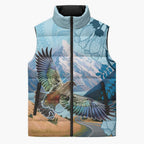 New Zealand South Island Sleeveless Puffer Jacket Te Waipounamu Aoraki Kea Bird - Aussie Hoodie