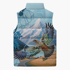 New Zealand South Island Sleeveless Puffer Jacket Te Waipounamu Aoraki Kea Bird - Aussie Hoodie