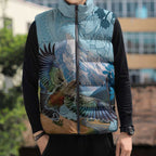 New Zealand South Island Sleeveless Puffer Jacket Te Waipounamu Aoraki Kea Bird - Aussie Hoodie