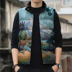 New Zealand South Island Sleeveless Puffer Jacket Te Waipounamu Aoraki Kea Bird - Aussie Hoodie