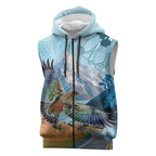 New Zealand South Island Sleeveless Zip Hoodie Te Waipounamu Aoraki Kea Bird LT14