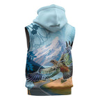 New Zealand South Island Sleeveless Zip Hoodie Te Waipounamu Aoraki Kea Bird LT14