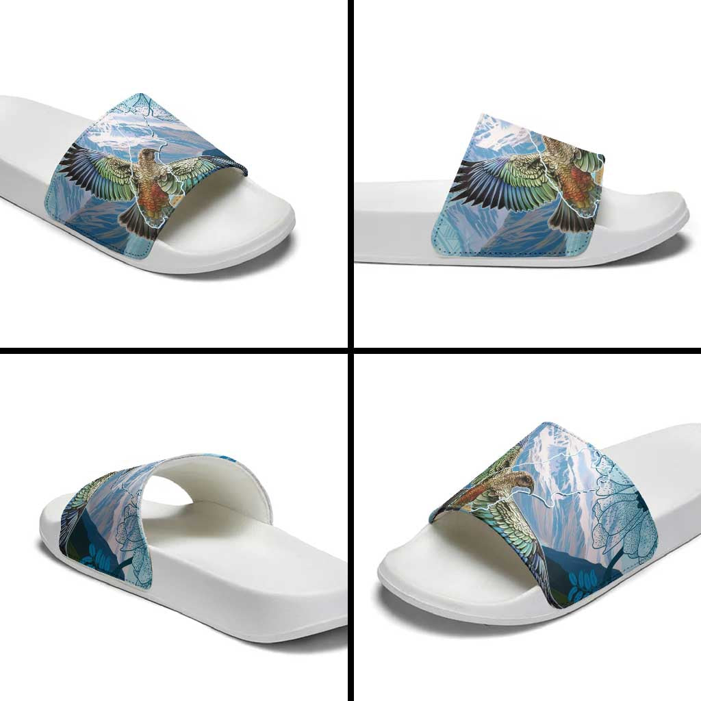 New Zealand South Island Slide Sandals Te Waipounamu Aoraki Kea Bird - Aussie Hoodie
