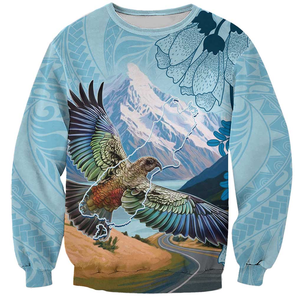New Zealand South Island Sweatshirt Te Waipounamu Aoraki Kea Bird
