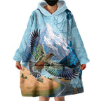 New Zealand South Island Wearable Blanket Hoodie Te Waipounamu Aoraki Kea Bird