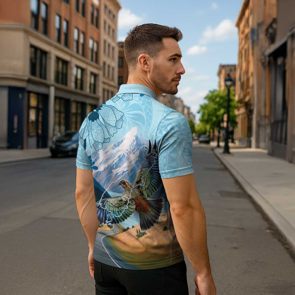 New Zealand South Island Zipper Polo Shirt Te Waipounamu Aoraki Kea Bird - Aussie Hoodie